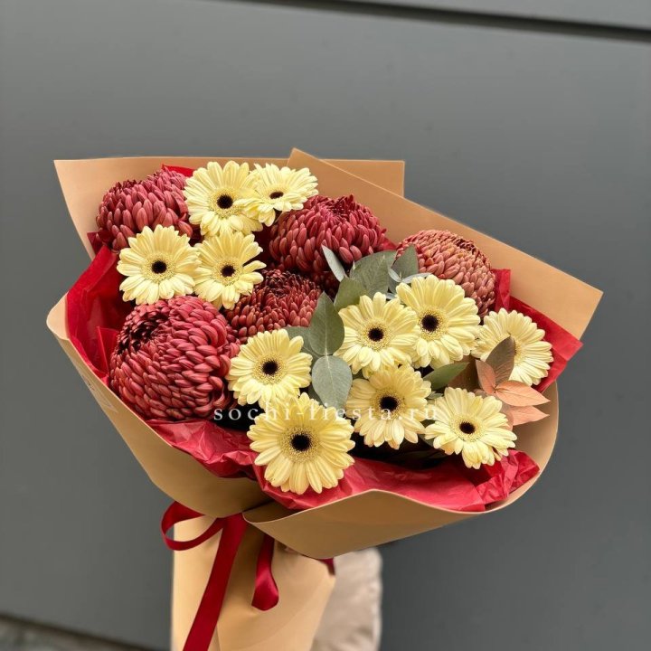 Букет гербер и хризантем Бигуди в Подольске
