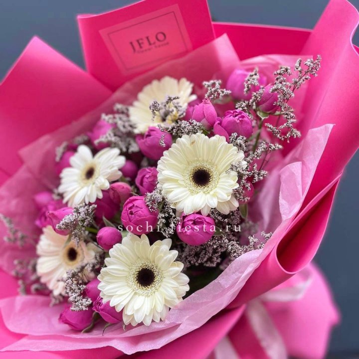 Букет гербер и мисти бабблс  в Подольске