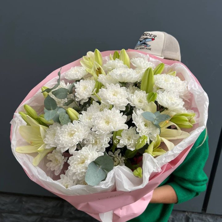  Букет  хризантемы и лилии в Подольске