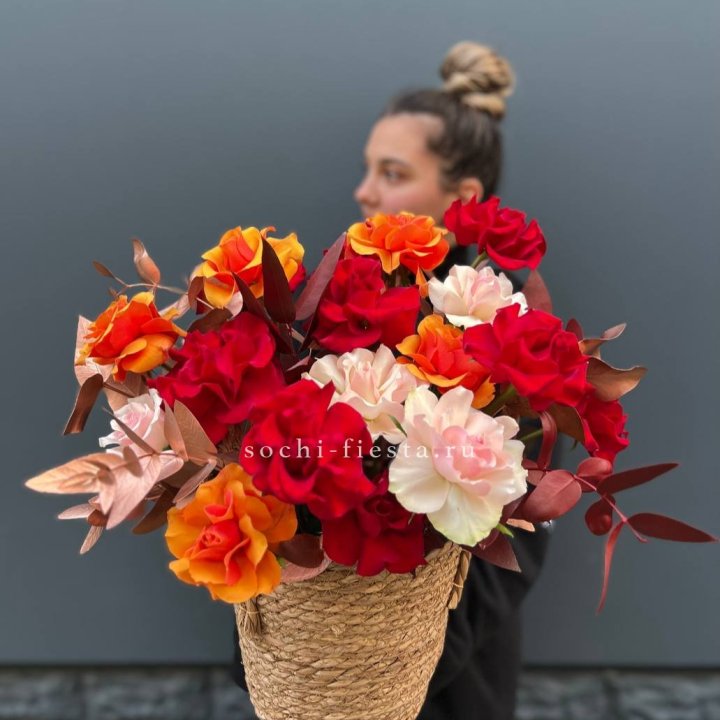 Авторский бокс "Роксана" в джутовом кашпо в Подольске