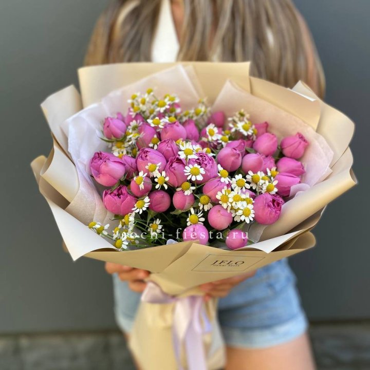 Дуобукет мисти с ромашками  в Подольске