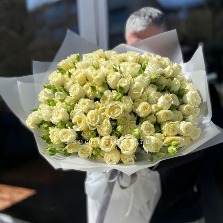 Белые кустовые розы 31 шт в Подольске