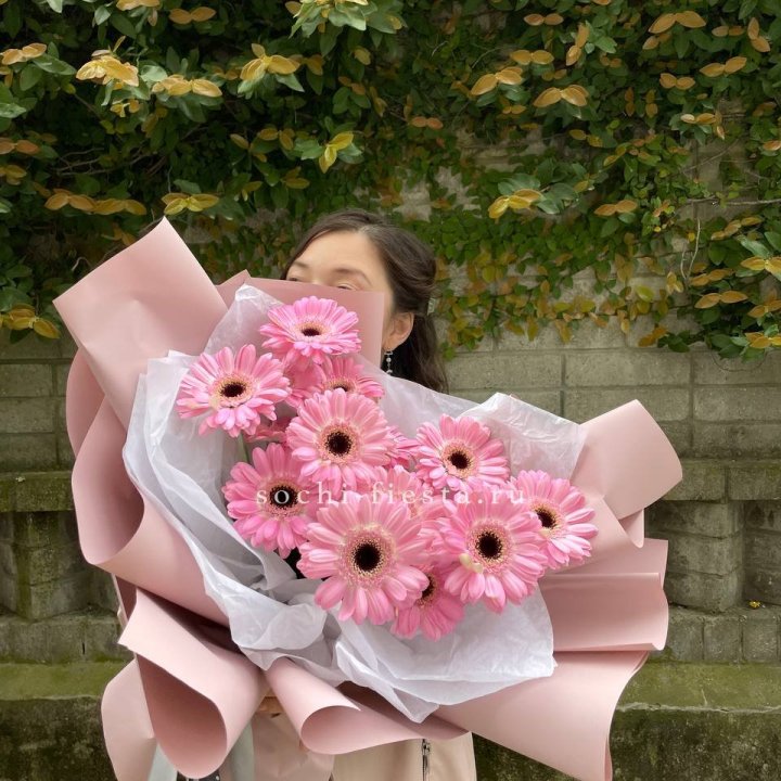 13 розовых гербер в Подольске