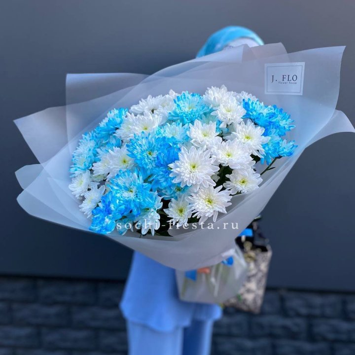 Букет хризантем "Голубая снежинка" в Подольске