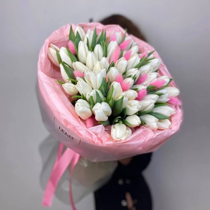 51 белый тюльпан "Рози" в Подольске