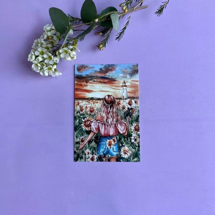 Открытка к букету "Подсолнух" в Подольске