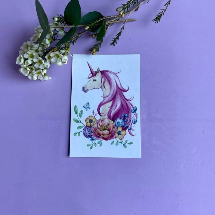 Открытка к букету "Единорог" в Подольске