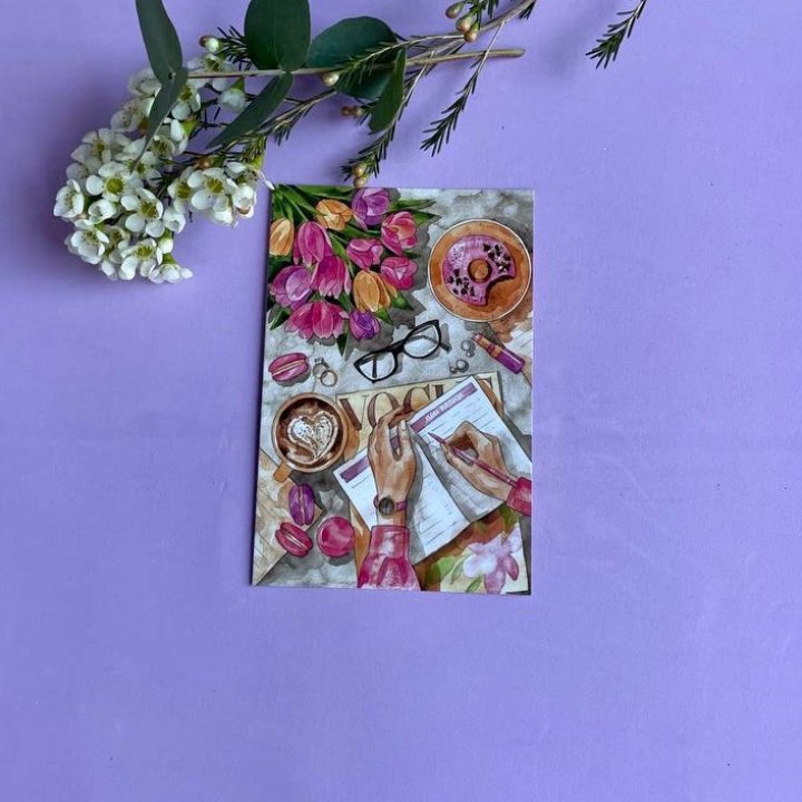 Открытка к букету "Леди на работе" в Подольске