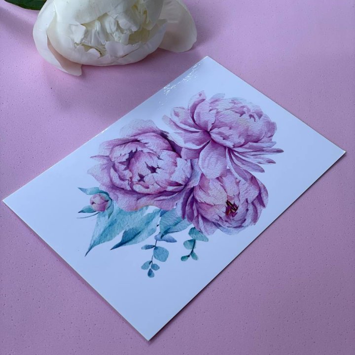 Открытка к букету "Пионы" в Подольске