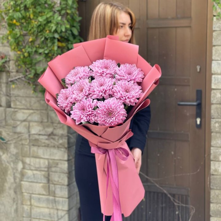 Букет хризантем розовый в Подольске