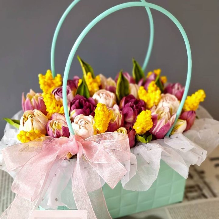 Тюльпаны в сумочке из зефира в Подольске