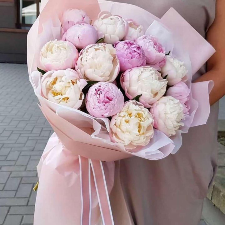 Букет пионов "Маршмелоу" в Подольске