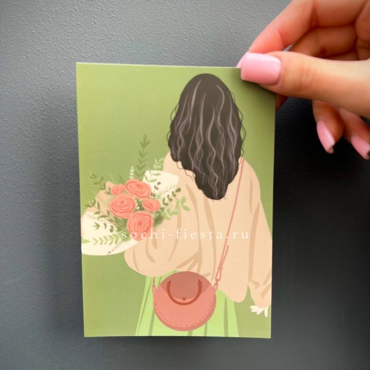 Открытка к букету "Потрясающая девушка" в Подольске