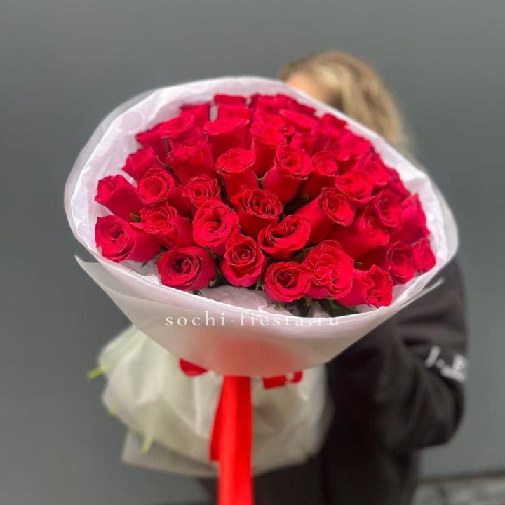 55 красных роз "Амелия" в Подольске
