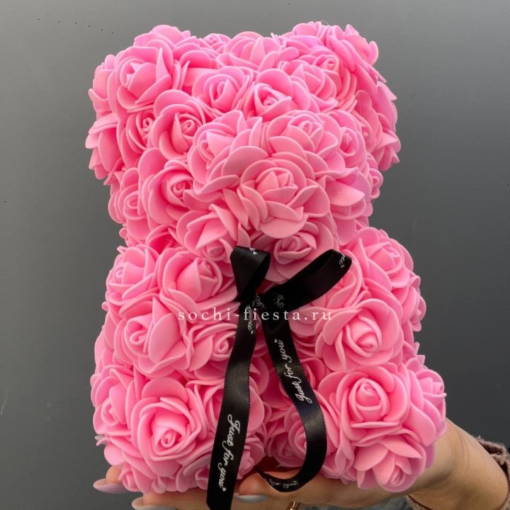 Игрушка медведь из розовых роз в Подольске