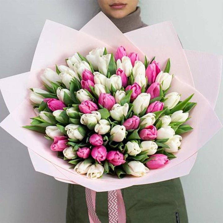 61 бело-розовый тюльпан в Подольске