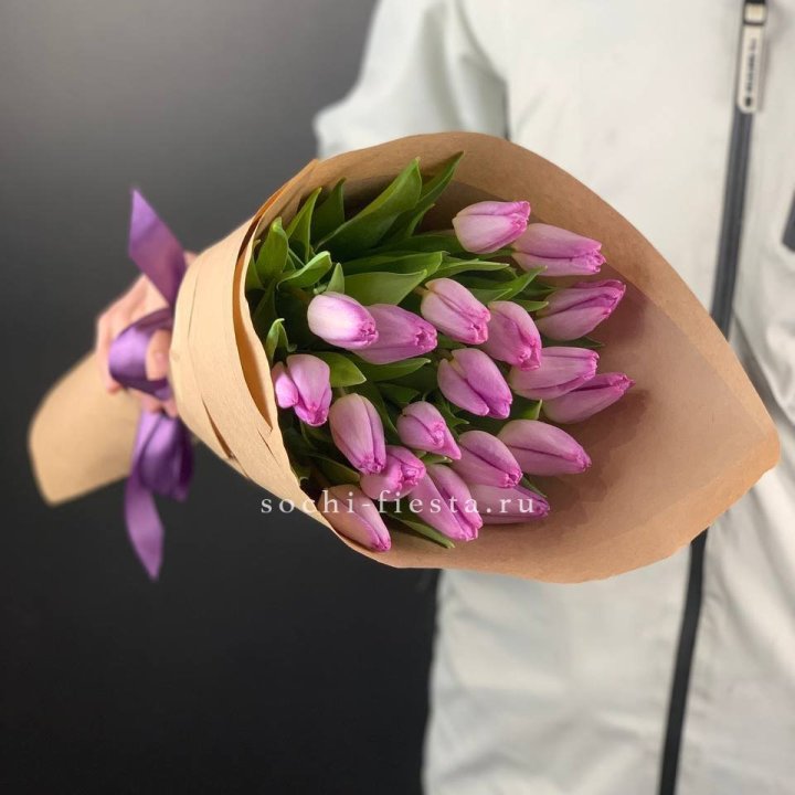 19 розовых  тюльпанов в Подольске