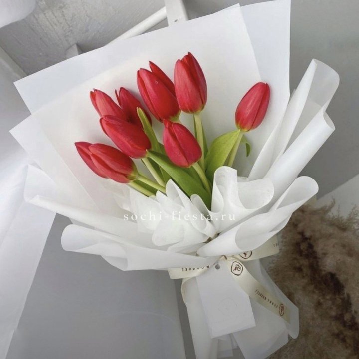 Букет красных тюльпанов в Подольске