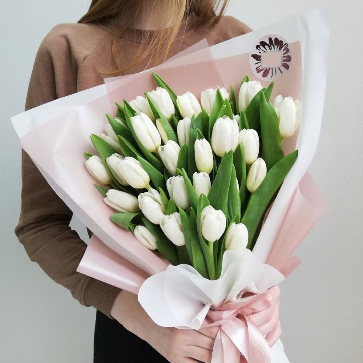 Букет белых тюльпанов "Моника" в Подольске