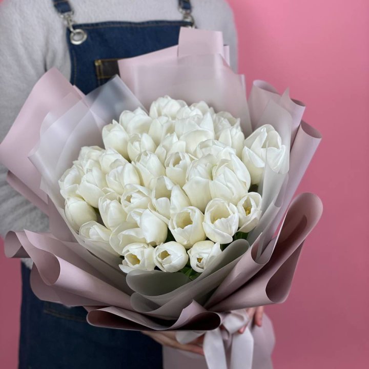 Букет белых тюльпанов "Пур-пур" в Подольске
